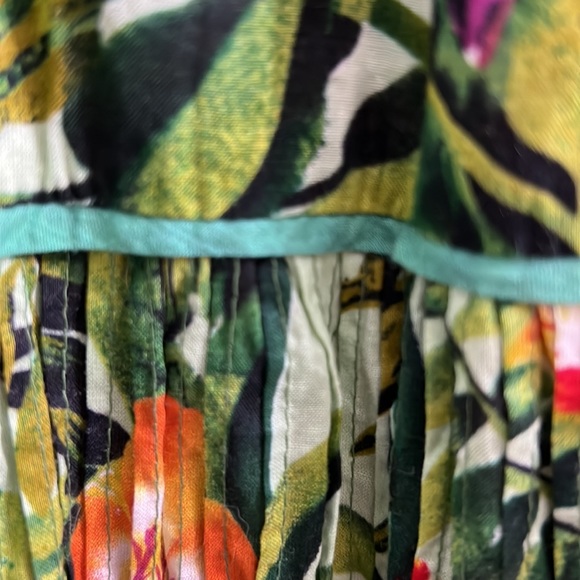 Coldwater Creek Tropical Green Floral Print 3 Tiered Cotton Skirt 1X - Picture 11 of 12
